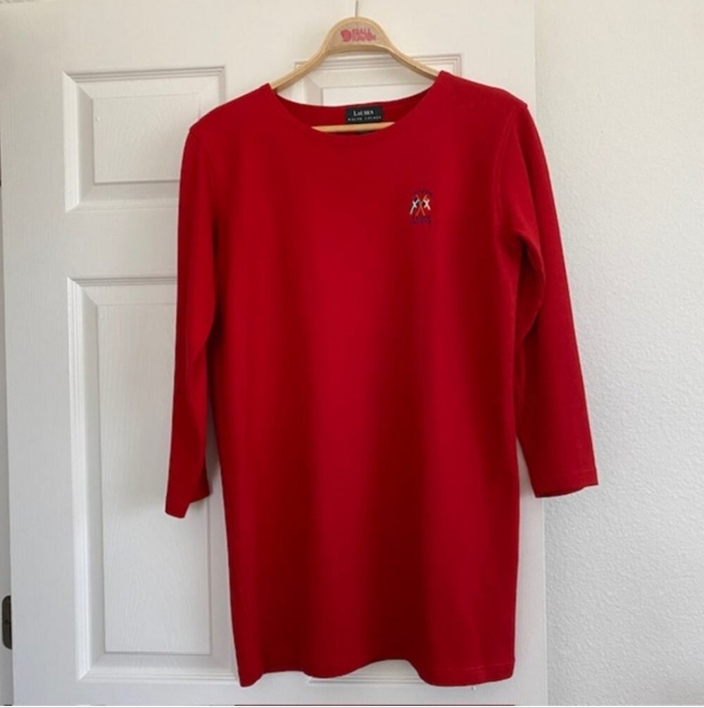 Lauren Ralph Lauren Red Embroidered Dress.